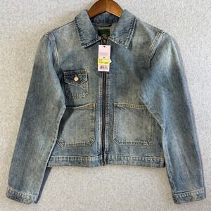 Wild Fable Denim Jacket Utilitarian XS Blue NEW Full Zip Patch Pockets